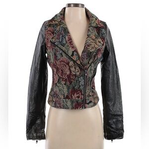 Miss Me Black and Floral Leather Jacket